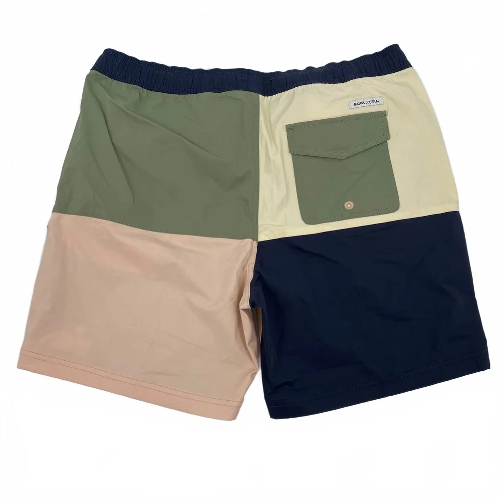 Banks Journal Blue Green Colorblock Hybrid Swim Shorts | Men’s L